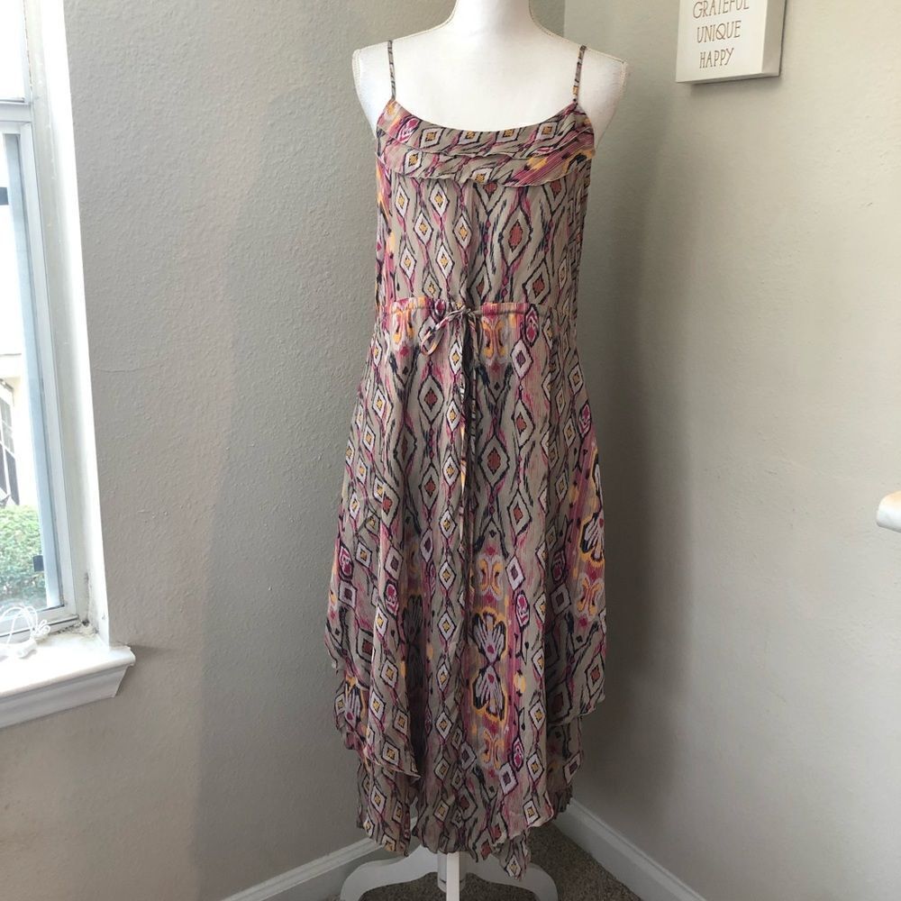 Banana Republic Asymmetrical Ruffled Midi Dress